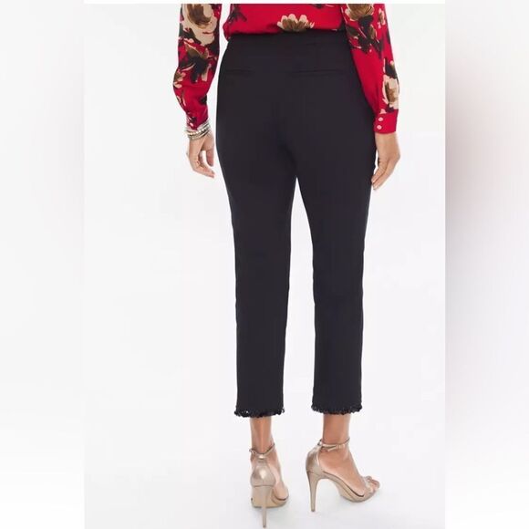 NEW CHICO'S the ultimate fit BEADED HEM SLIM ANKLE PANTS sz 1.5 black 10 medium - Picture 3 of 7